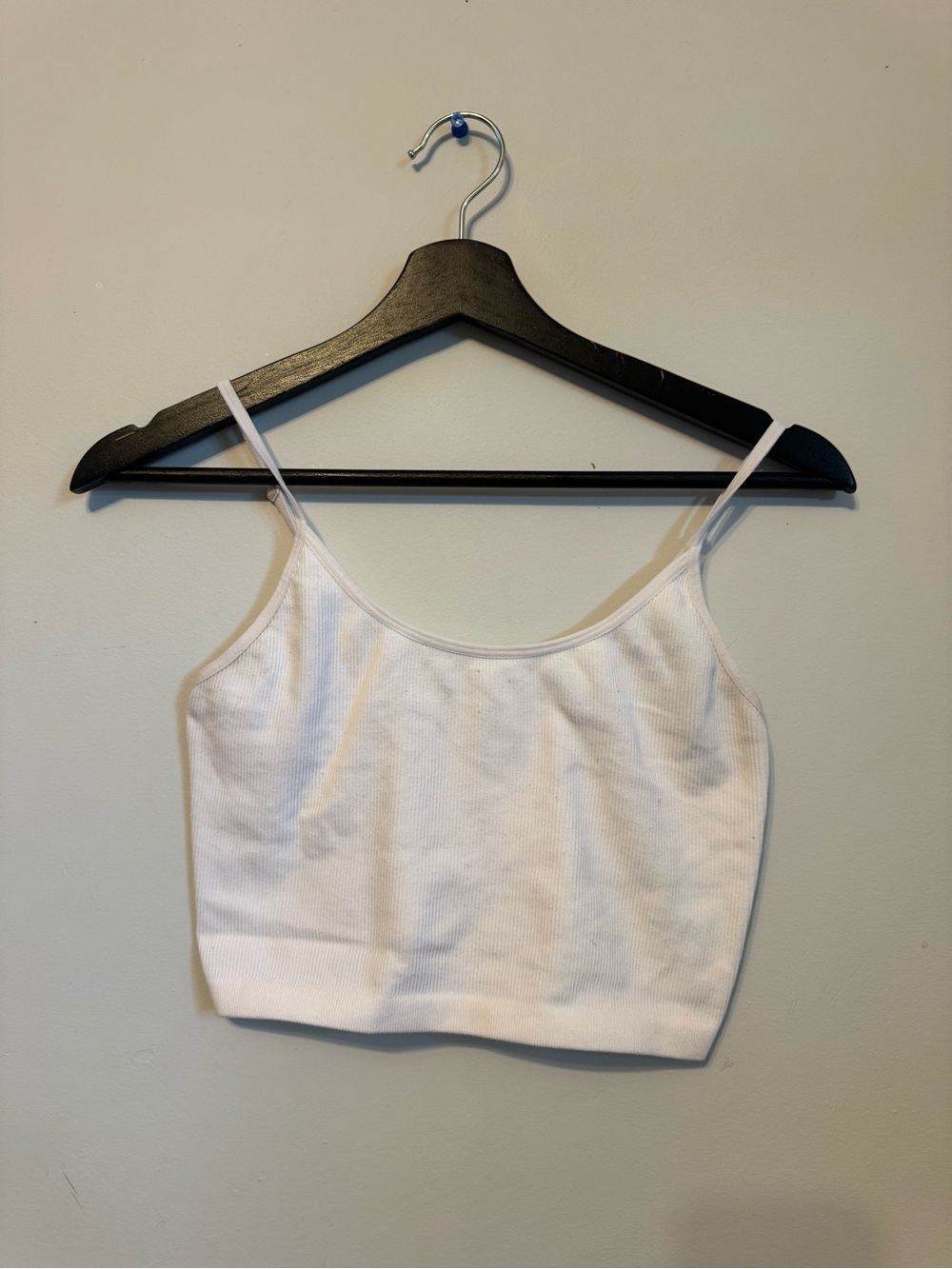 Women's White Ribbed Cami Crop Top